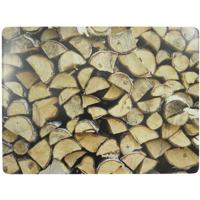 Placemat - openhaard hout print - 30 x 40 cm - kurk - rechthoekig - onderlegger