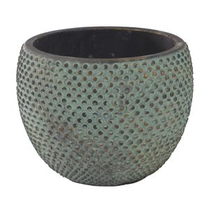 Plantenpot/bloempot - stijlvol motief blauw/goud - D16 en H12 cm