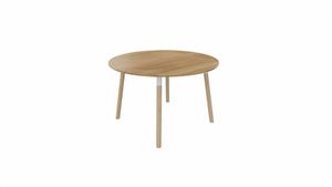 Tafel 9311 rond - 120 cm. - Wit - Toscaans noten - Beuken naturel