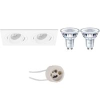 Philips LED Spot Set Dubbele Inbouw - Dimbaar Mat Wit 2700K GU10