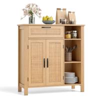 Houten Dressoir met Rotan Gevlochten Deuren en Lades Buffetkast Keukenkast Keukenbuffet