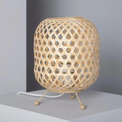 Bamboe tafellamp E27 fitting stekker & schakelaar &apos;Miro&apos;