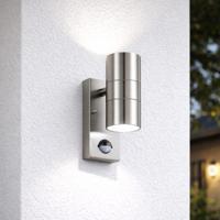 Jasmin wandlamp - RVS - 4000K neutraal wit - Bewegingsmelder en schemerschakelaar - IP44 spatwaterdicht - Up & Downlight voor buiten