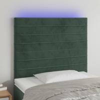 Hoofdbord LED 90x5x118/128 cm fluweel donkergroen