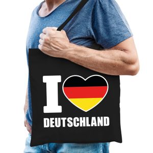Katoenen Duitsland tasje I love Deutschland zwart