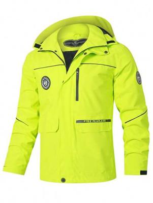 Bon&Bon Men's Windproof Hooded Outdoor Jacket - Black Hiking Trench Coat Green / M