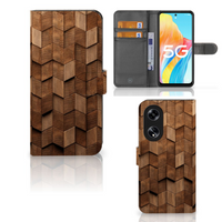 Book Style Case voor OPPO Reno8 T 5G Wooden Cubes - thumbnail