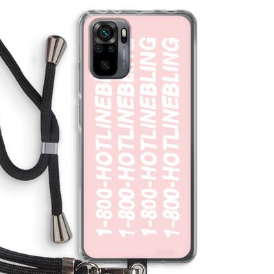 Hotline bling pink: Xiaomi Redmi Note 10 Pro Transparant Hoesje met koord