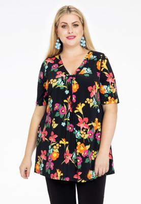 Yoek Tuniek flare BLOOMY | Zwart | Maat 38/40