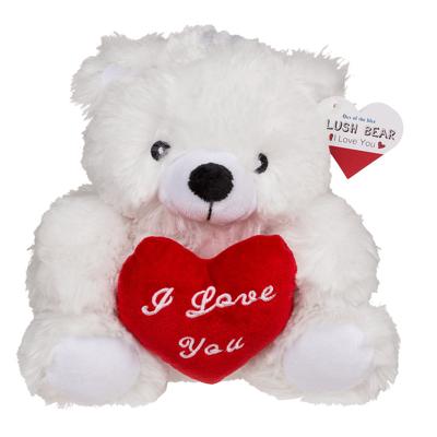 Knuffelbeertje met hart - wit - pluche - 22 cm - valentijnsdag - i love you - cadeau