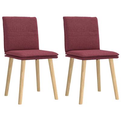 Eetkamerstoelen 2 st stof wijnrood