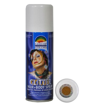 Haar en lichaam spray spuitbus - goud glitter - 125 ml - hair/bodypaint Haar en lichaam spray spuitbus - goud glitter - 125 ml - hair/bodypaint