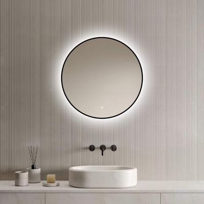Loxa - Ronde Badkamerspiegel Ilona met Led 60cm - Zwarte omlijsting - Dimbaar - Condensvrij vlak- Duurzame kwaliteit - Eenvoudige installatie