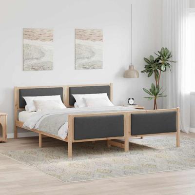 Bedframe met hoofdeinde Donkergrijs 200 x 200 cm Stof