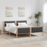 Bedframe met hoofdeinde Donkergrijs 200 x 200 cm Stof