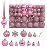 111-delige Kerstballenset polystyreen roze - thumbnail