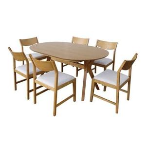 sweeek - Uitschuifbare ovale eettafel, 160-200 cm + 6 stoelen van