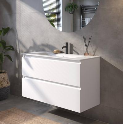 Saqu Gaia voorgemonteerd badmeubel met witte greeplijst incl. keramische wastafel 101x51cm glans wit