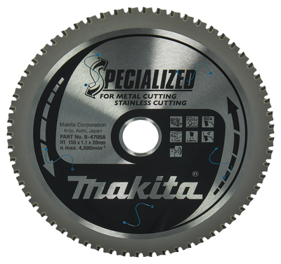 Makita Accessoires Cirkelzaagblad RVS/Staal | Specialized 150x20x1,1 60T 0g - B-47058 B-47058