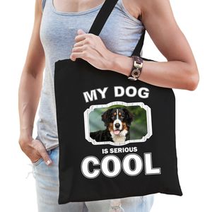 Berner Sennen honden tasje zwart volwassenen en kinderen - my dog serious is cool kado boodschappent