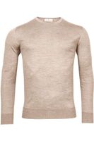 Thomas Maine Tailored Fit Trui ronde halsbeige, Effen