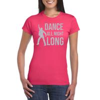 Dames t-shirt - Dance all night long - roze - disco muziek shirt - 70s - 80s - 90s