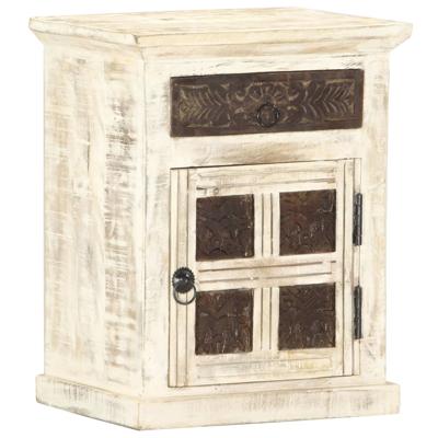 Nachtkastje 40x30x50 cm massief mangohout wit