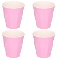 4x stuks onbreekbare kunststof/melamine roze drinkbeker 9 x 8.7 cm voor outdoor/camping - Drinkbekers - thumbnail