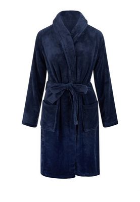 Relax Company Marine blauwe unisex fleecebadjas met naam borduren