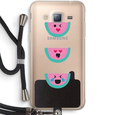 Smiley watermeloen: Samsung Galaxy J3 (2016) Transparant Hoesje met koord