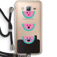 Smiley watermeloen: Samsung Galaxy J3 (2016) Transparant Hoesje met koord