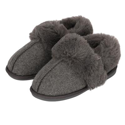 Apollo dames sloffen - instappers - grijs - vilt / kunstbont - laag model - pantoffels Apollo dames sloffen - instappers - grijs - vilt / kunstbont - laag model - pantoffels