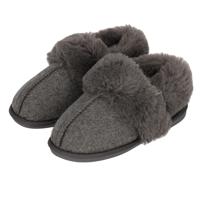 Apollo dames sloffen - instappers - grijs - vilt / kunstbont - laag model - pantoffels