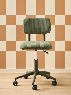 Bureaustoel met wieltjes voor kinderen in fluweel / velours groen Bureaustoel met wieltjes voor kinderen in fluweel / velours groen