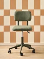 Bureaustoel met wieltjes voor kinderen in fluweel / velours groen