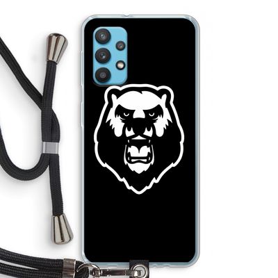 Angry Bear (black): Samsung Galaxy A32 4G Transparant Hoesje met koord