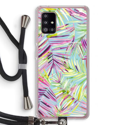 Tropical Palms Blue: Samsung Galaxy A51 5G Transparant Hoesje met koord