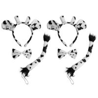 2x stuks funny fashion 3-delige koeien verkleedset - voor volwassenen - dierenpak accessoires