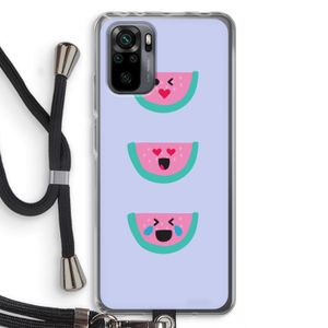 Smiley watermeloen: Xiaomi Redmi Note 10 Pro Transparant Hoesje met koord