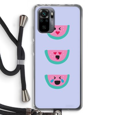 Smiley watermeloen: Xiaomi Redmi Note 10 Pro Transparant Hoesje met koord