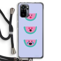 Smiley watermeloen: Xiaomi Redmi Note 10 Pro Transparant Hoesje met koord
