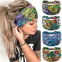 Afrikaanse bedrukte hoofdband Boheemse hoofddoek elastische damessport yoga hoofdband brede rand hoofdband modieuze haaraccessoires Lightinthebox