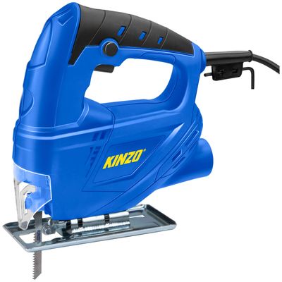 Kinzo Decoupeerzaag - 230V - met Stofafzuiging - Beschermingskap Snijblad - Hout tot 65 mm - Metaal tot 6 mm - Blauw