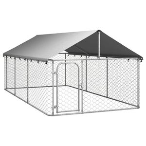 vidaXL Hondenkennel voor buiten met dak 400x200x150 cm