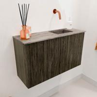 Toiletmeubel Mondiaz Joya Dlux | 70 cm | Meubelkleur Shadow | Faye wastafel Oza Wasbak Rechts | Zonder kraangat(en)