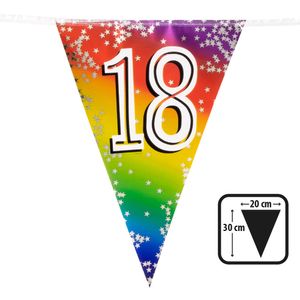 Vlaggenlijn Cijfer 18 Regenboog Met Sterren (6m)