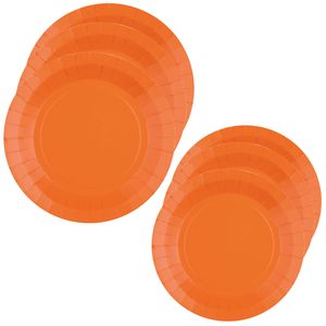 Feest/verjaardag bordjes set - 20x stuks - oranje - 17 cm en 22 cm