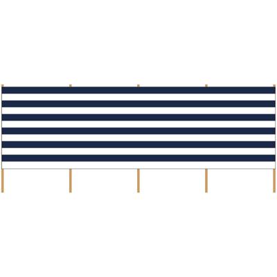Windscherm - 3x - gestreept wit/blauw - 3 meter x 120 cm - Strand/camping scherm