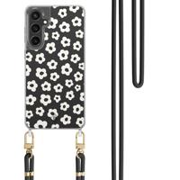 Samsung Galaxy S24 FE hoesje met zwart koord - Retro bloempjes