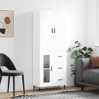 Hoge kast 69,5x34x180 cm bewerkt hout wit